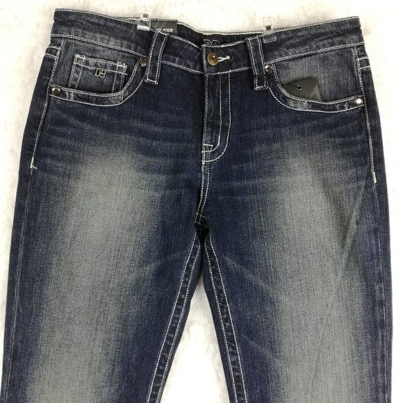 D9 District 9 Womens Jeans Turner Curvy Boot Blue Denim Jeweled Dark Wash 30 New - Picture 3 of 16